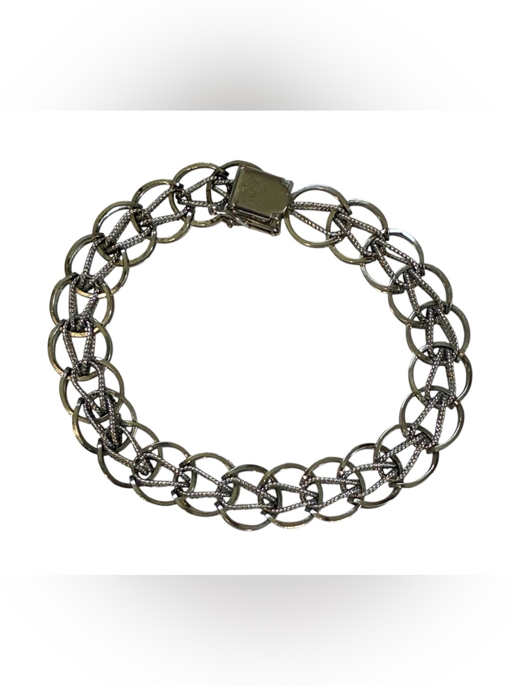 VINTAGE STERLING SILVER CHARM BRACELET 925 DOUBLE LINK